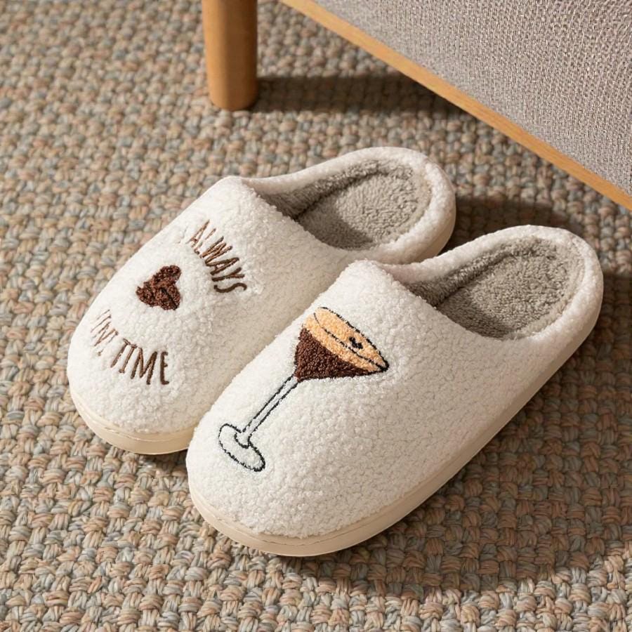 Espresso Martini Slippers - Women's Fluffy Cotton House Shoes